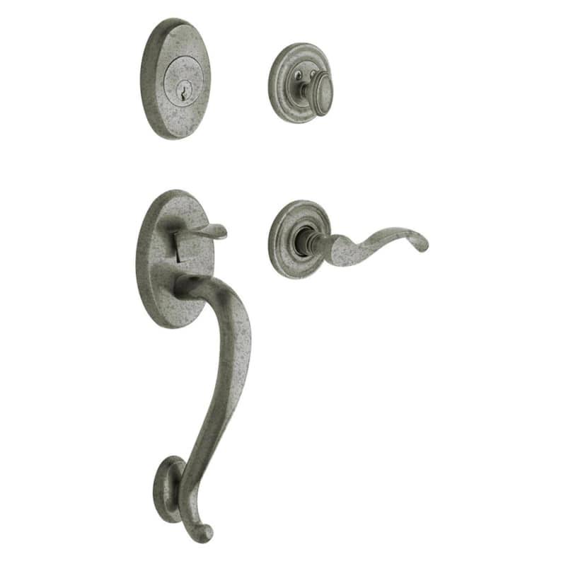 Full Dummy Sectional Handleset Wave Lever Distressed Antique Nickel LH Y15067