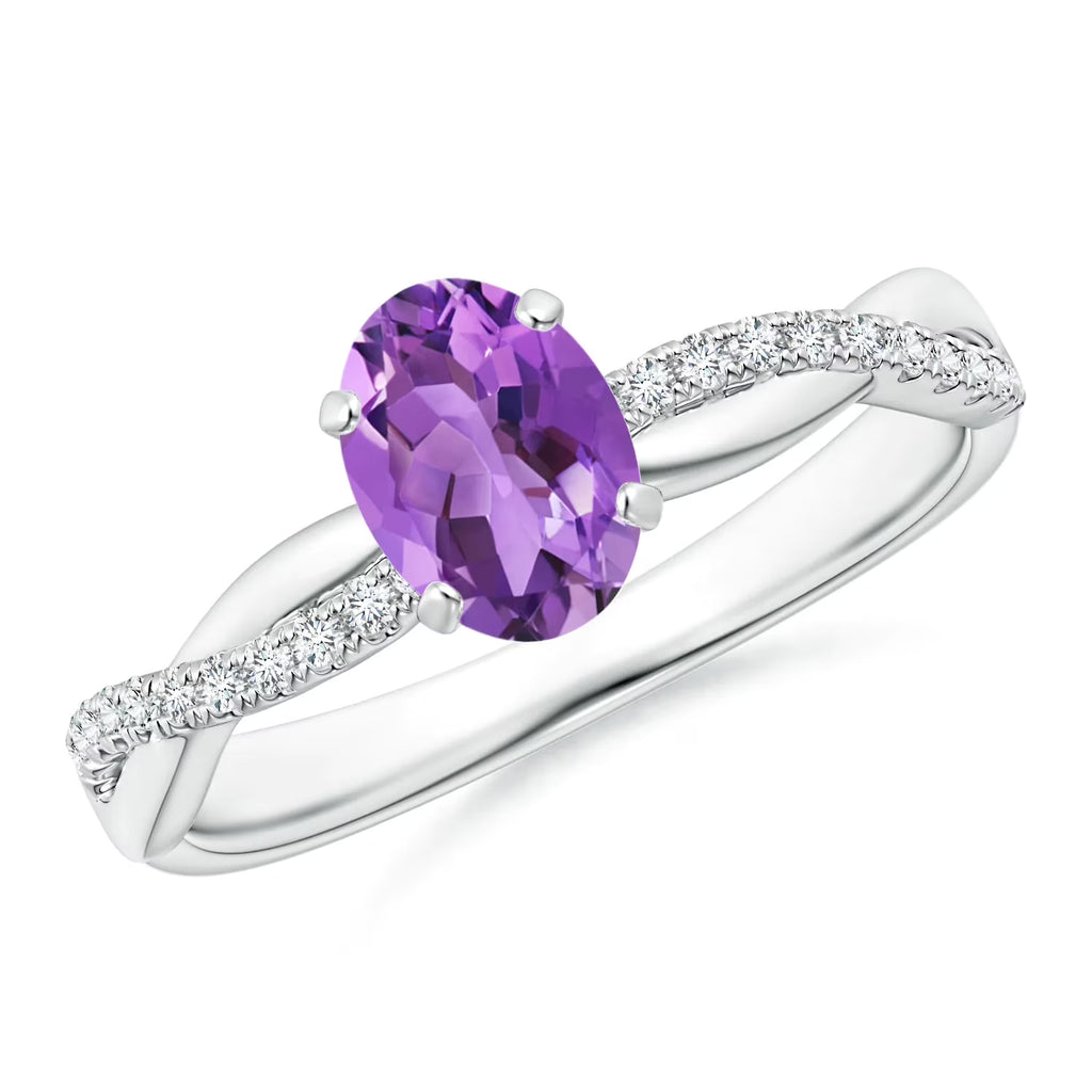Oval 1 Ctw Amethyst 925 Sterling Silver Engagement Ring L178