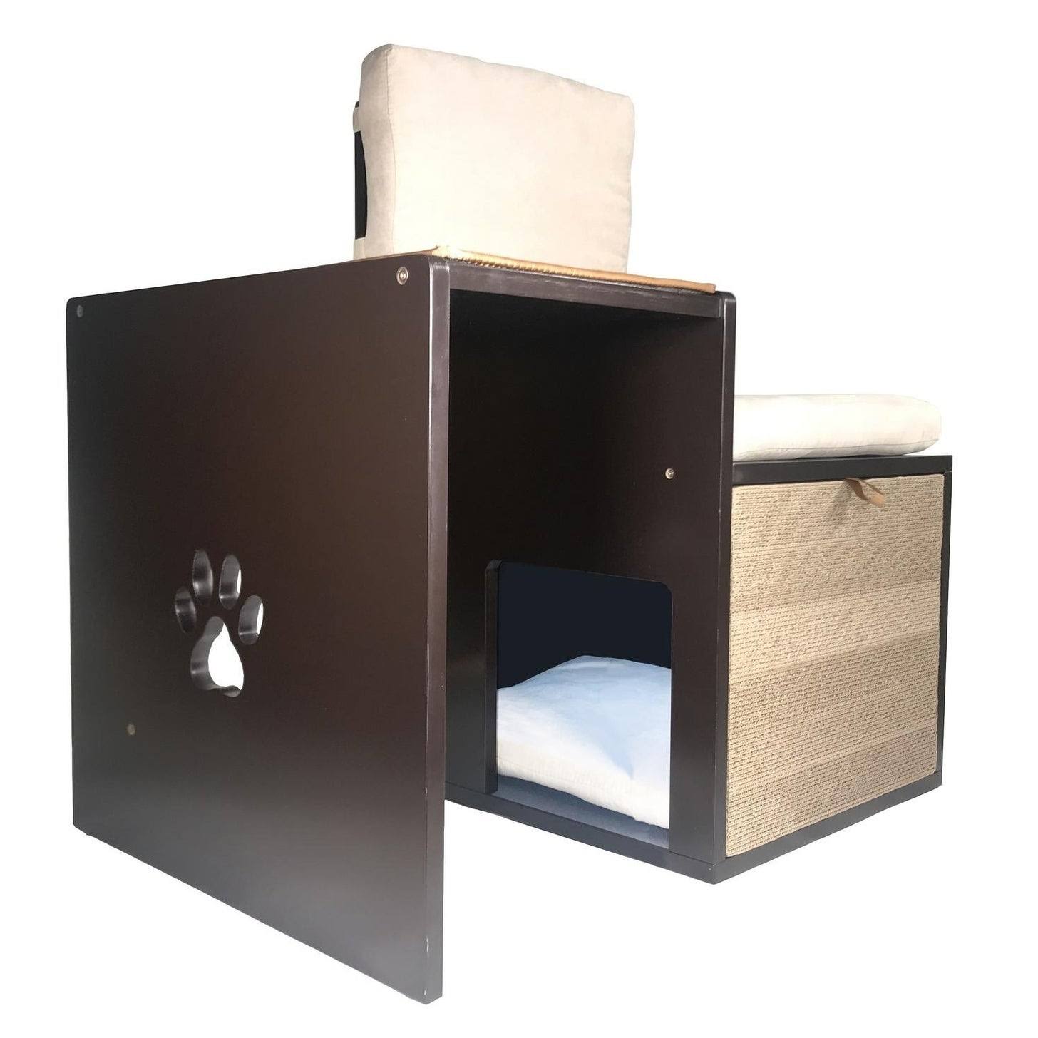 Brown Cat Walk Love Seat with Scratching Posts and Storage T20013