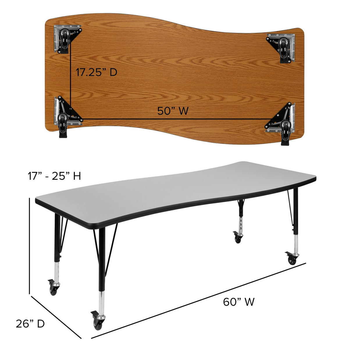 Mobile Rectangular Collaborative Activity Table F505
