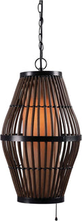 Rattan Finish Pendants with Black Accents U66335