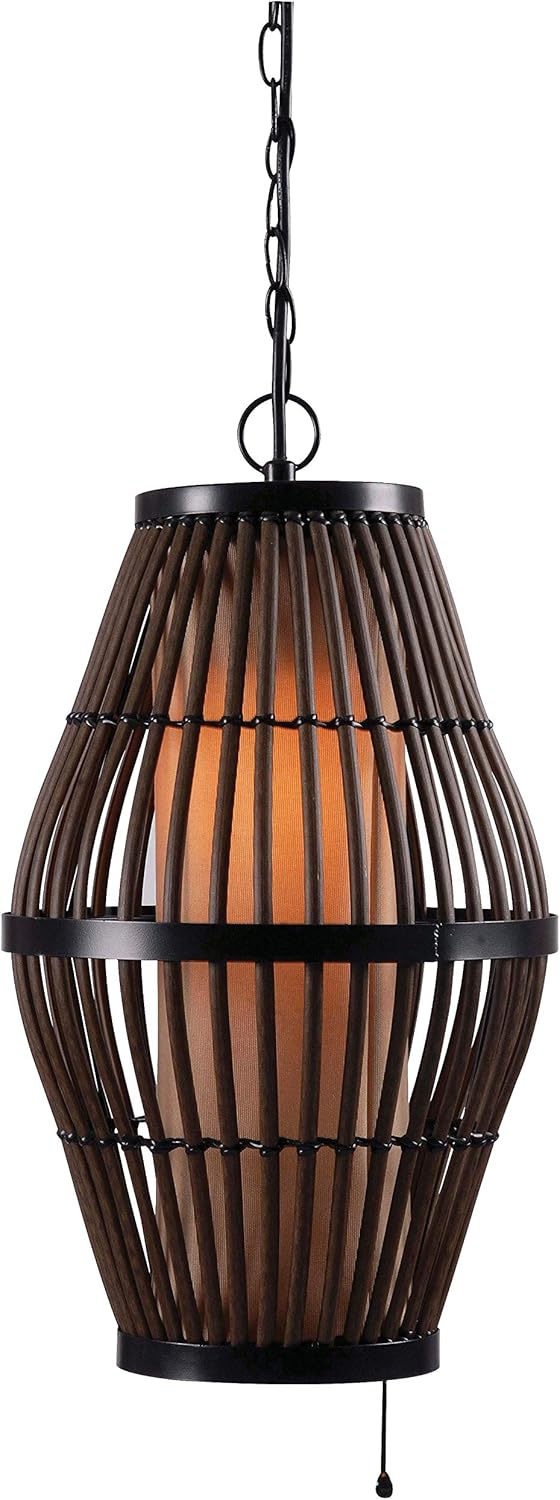 Rattan Finish Pendants with Black Accents U66335