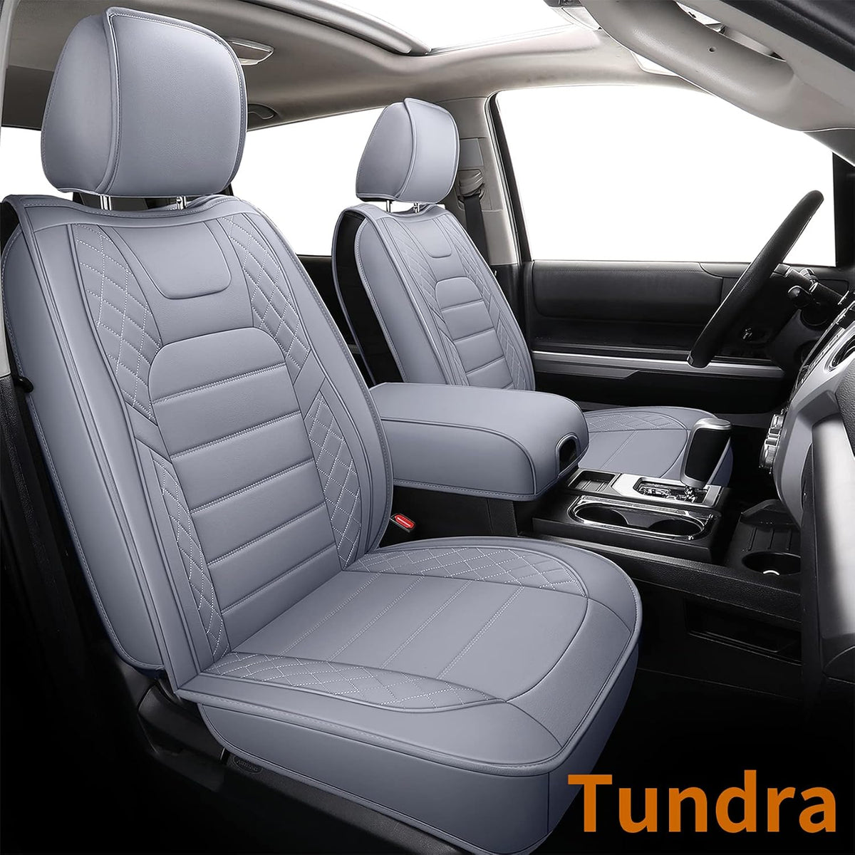 Gray Water Proof Faux Leather Seat Covers Full Set U471