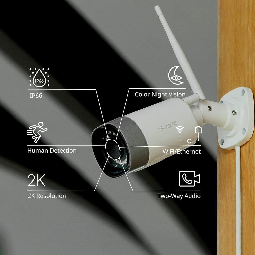 2pc Outdoor 2K Security Camera with Color Night Vision V637483