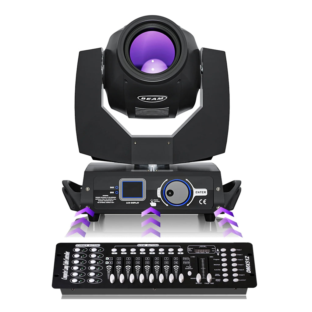 2 Pack 230W Beam Moving Head Light 8 Prisms 17 Gobos RGBW LED DJ Lighting 16CH DMX Control Q1535