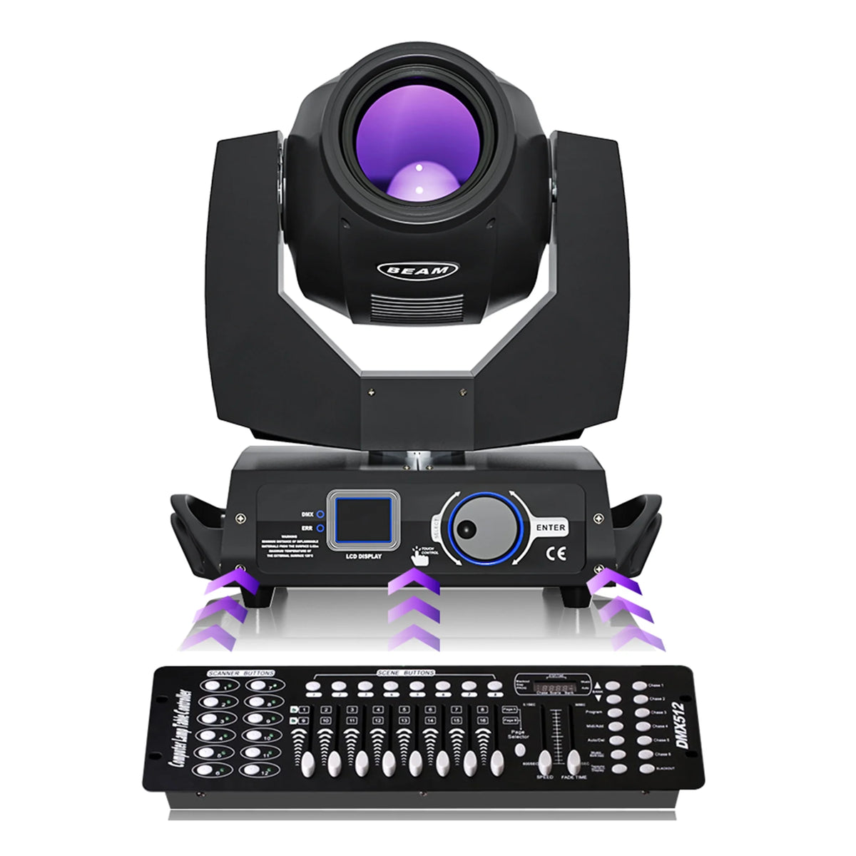 2 Pack 230W Beam Moving Head Light 8 Prisms 17 Gobos RGBW LED DJ Lighting 16CH DMX Control Q1535