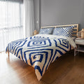 Geometric Duvet Cover in Blue/White F36954