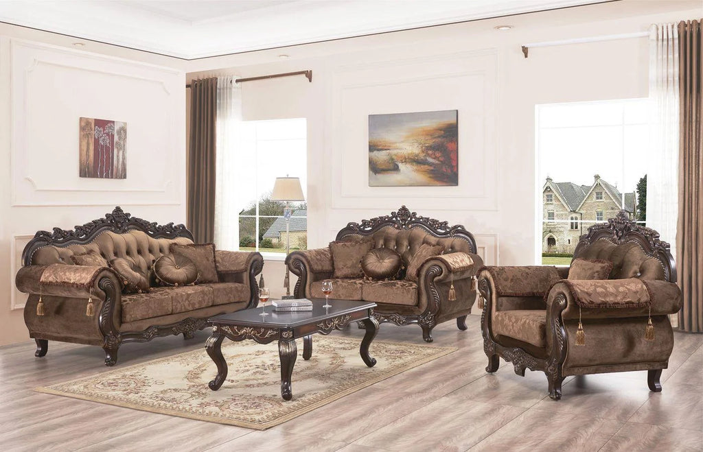 Carved Wood Sofa Set 2Pcs L793379