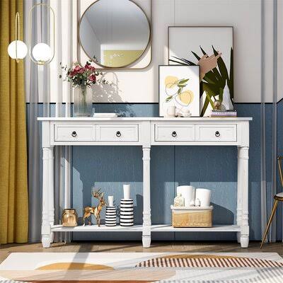 Solid Wood Console Table Antique White M419