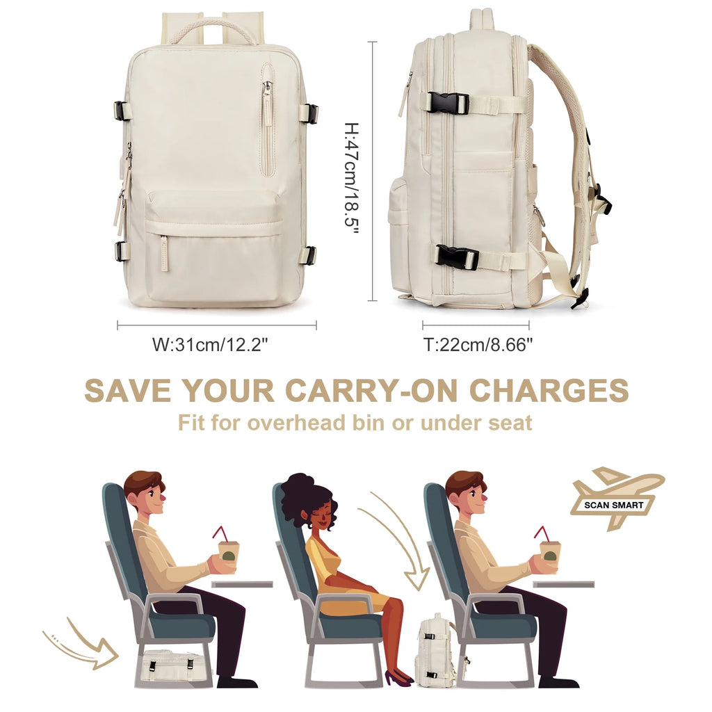 Waterproof Travel Backpack with USB Charging Port Shoes Compartment F317