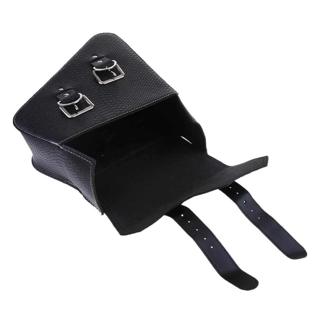 Black Leather Motorbike Pannier Saddle Bag X1778