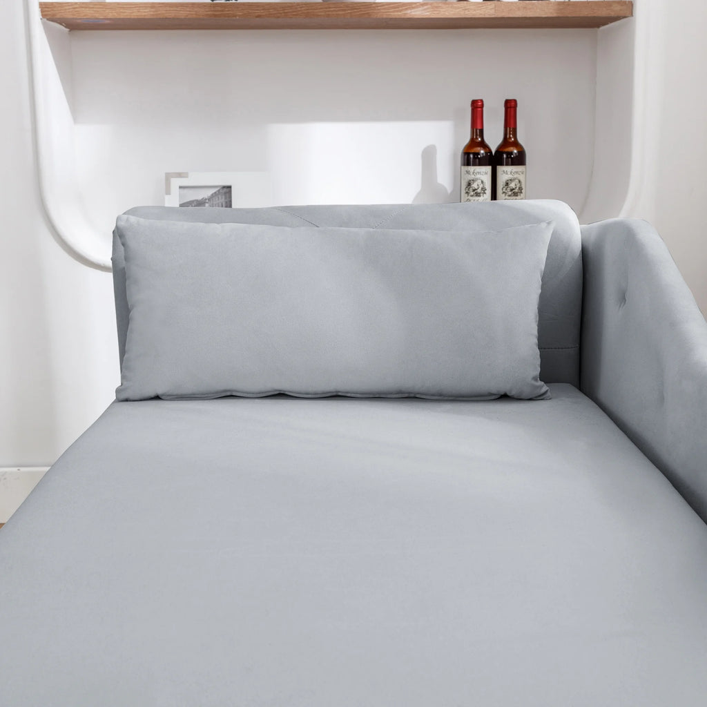 Grey Velvet Chaise Lounge with Storage and Pillow M4310