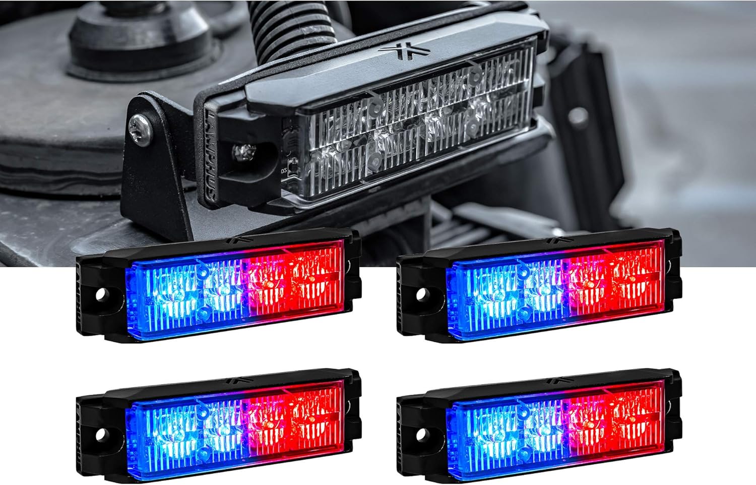 4pc 4" 4W White LED Flashing Strobe Light Head Surface-Mount Emergency Light S921