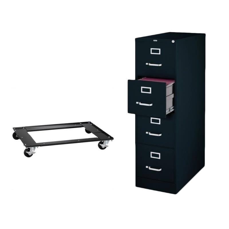 2 Piece File Cabinet and Mobile Dolly Set in Black H1830