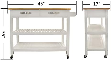 White Kitchen Island & Kitchen Cart Z794