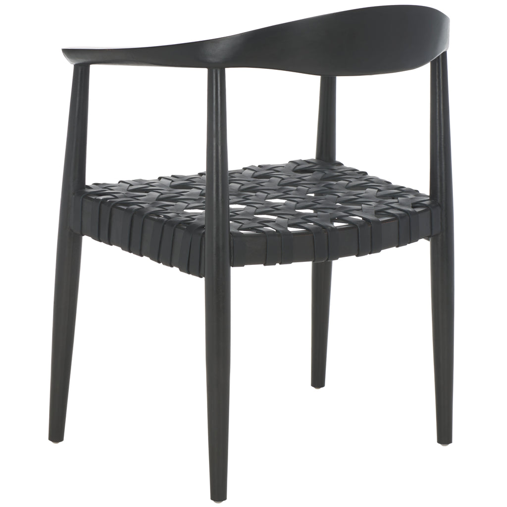 Black Leather Woven Accent Chairs G21421