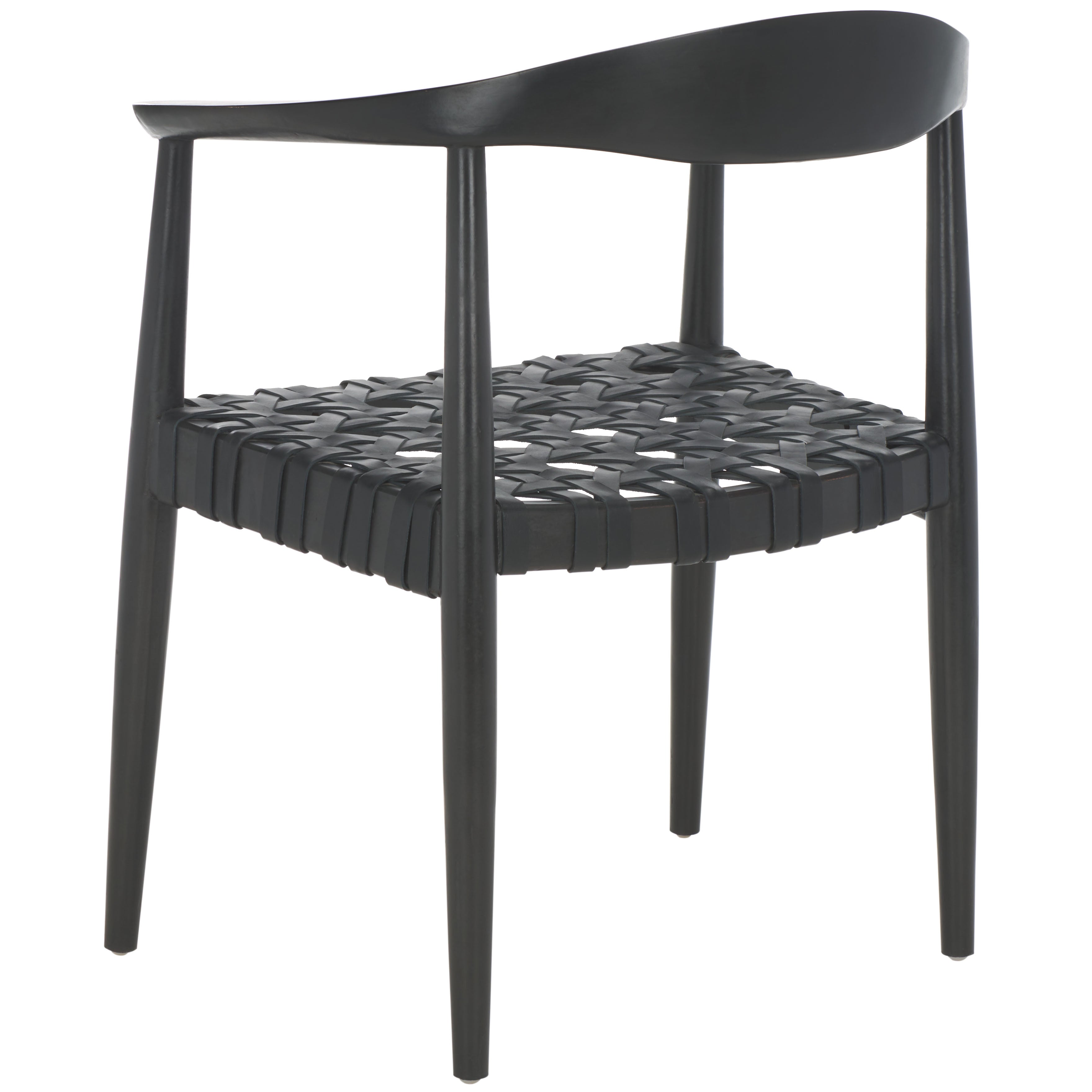 Black Leather Woven Accent Chairs G21421