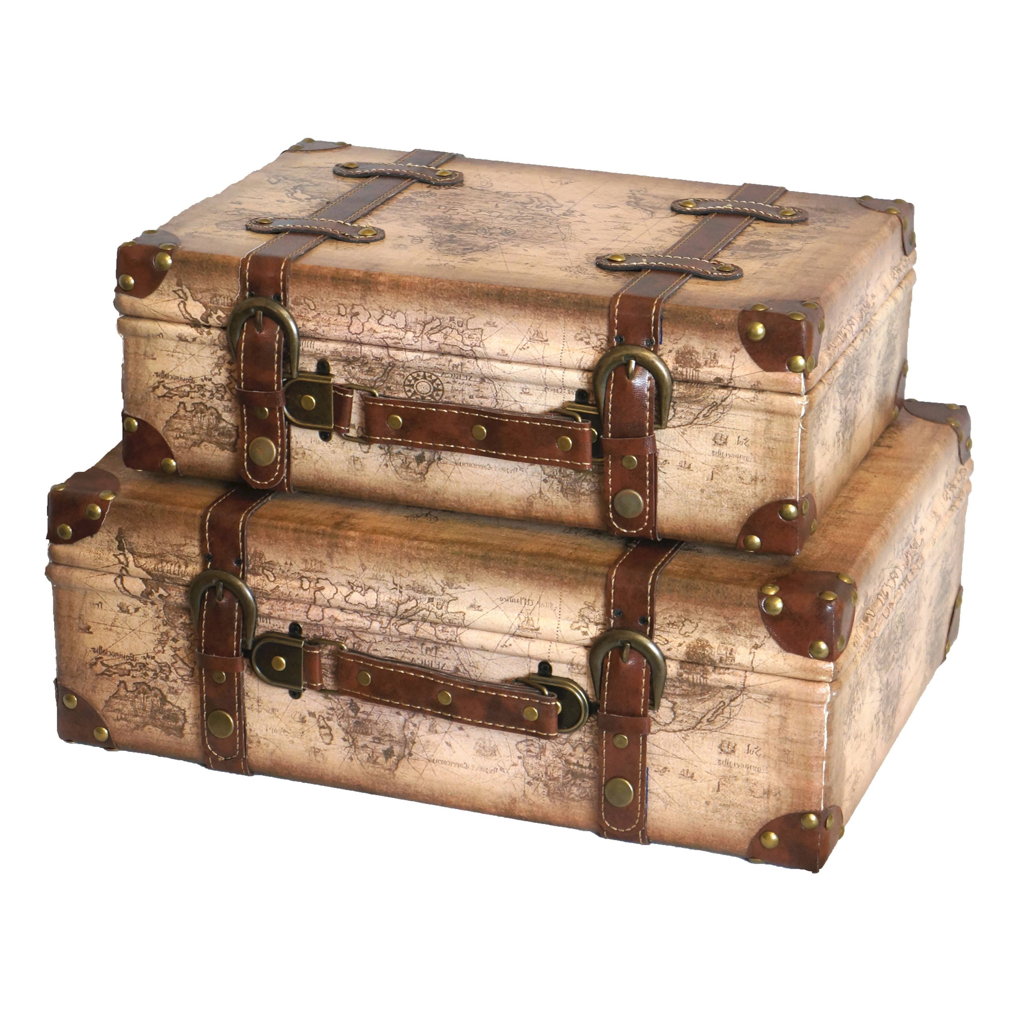 Leather Suitcase with Straps (Set of 2) N7410