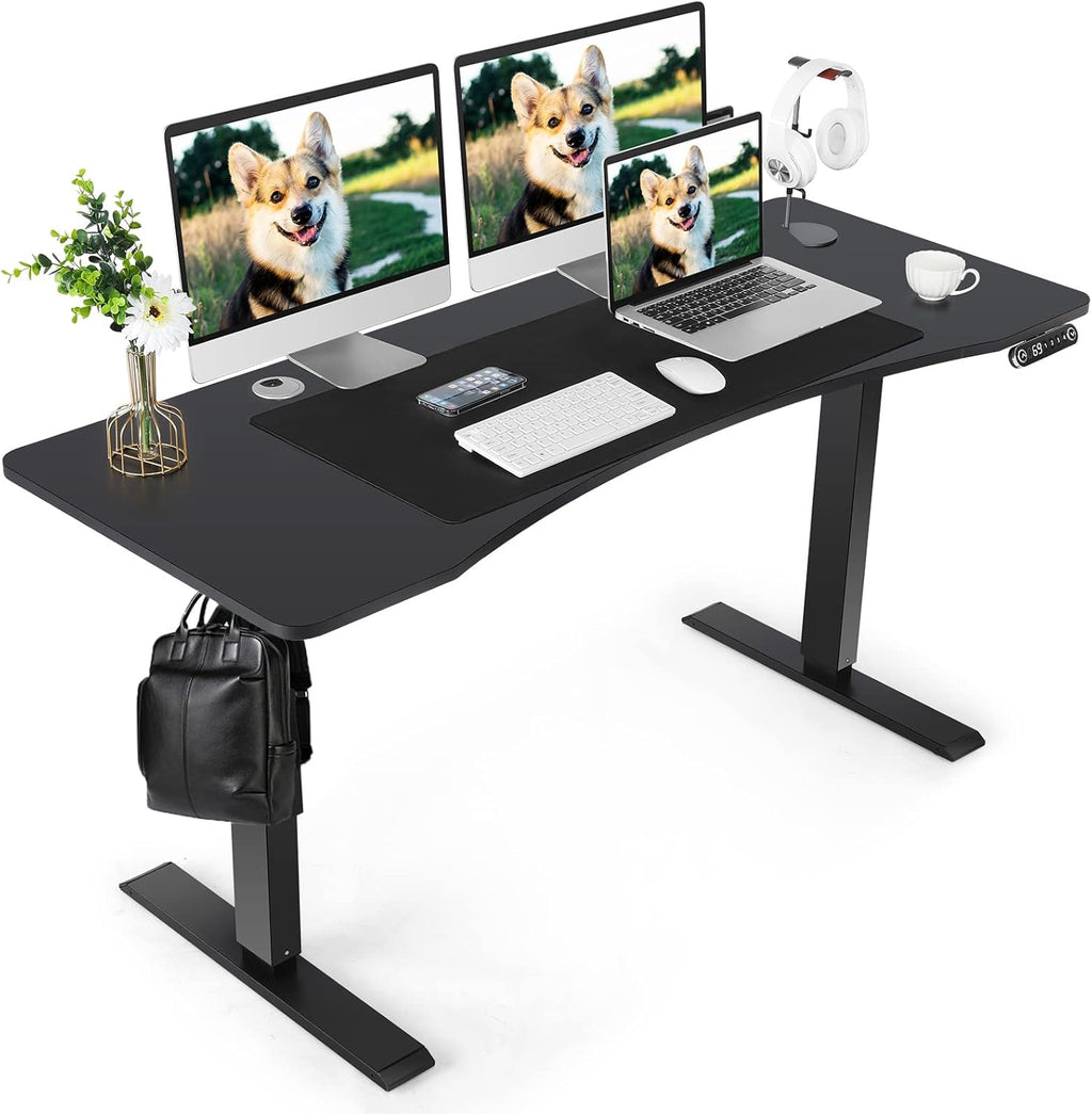 Electric Standing Desk Adjustable Height, 59 in, Brown N241656