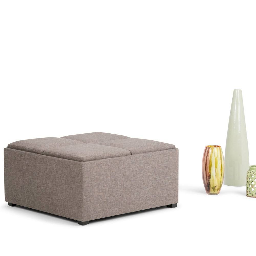 Distressed Black Square Table Ottoman X513928