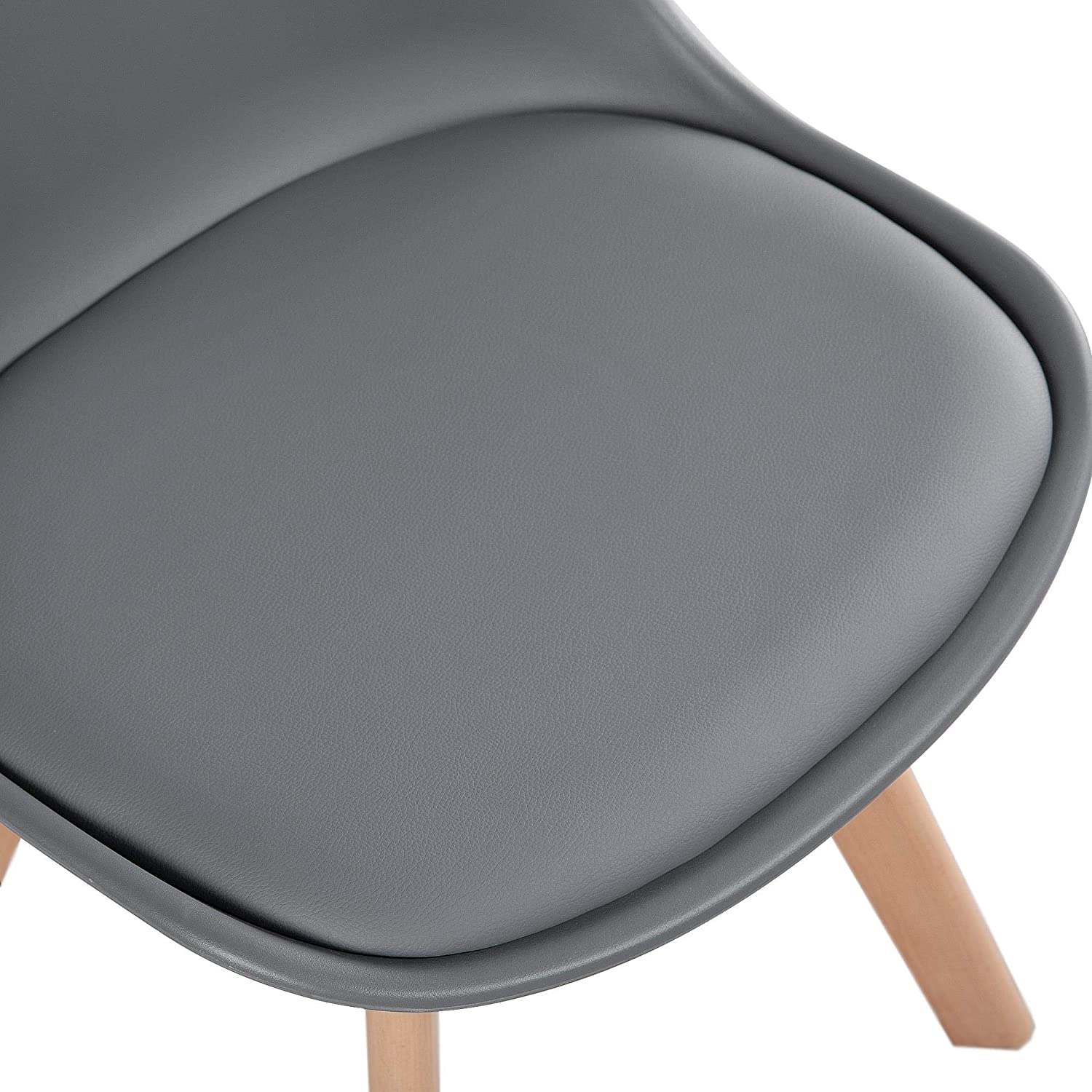 Dark Gray PU Side Chair with Beech Wood Legs, 4Pcs X737