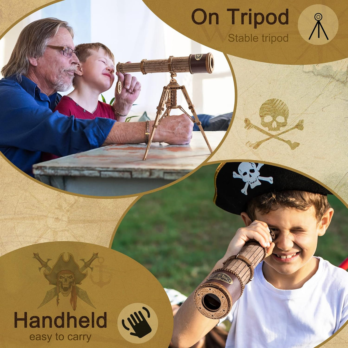 3D Wooden Telescope Building Model Kit with Tripod A345