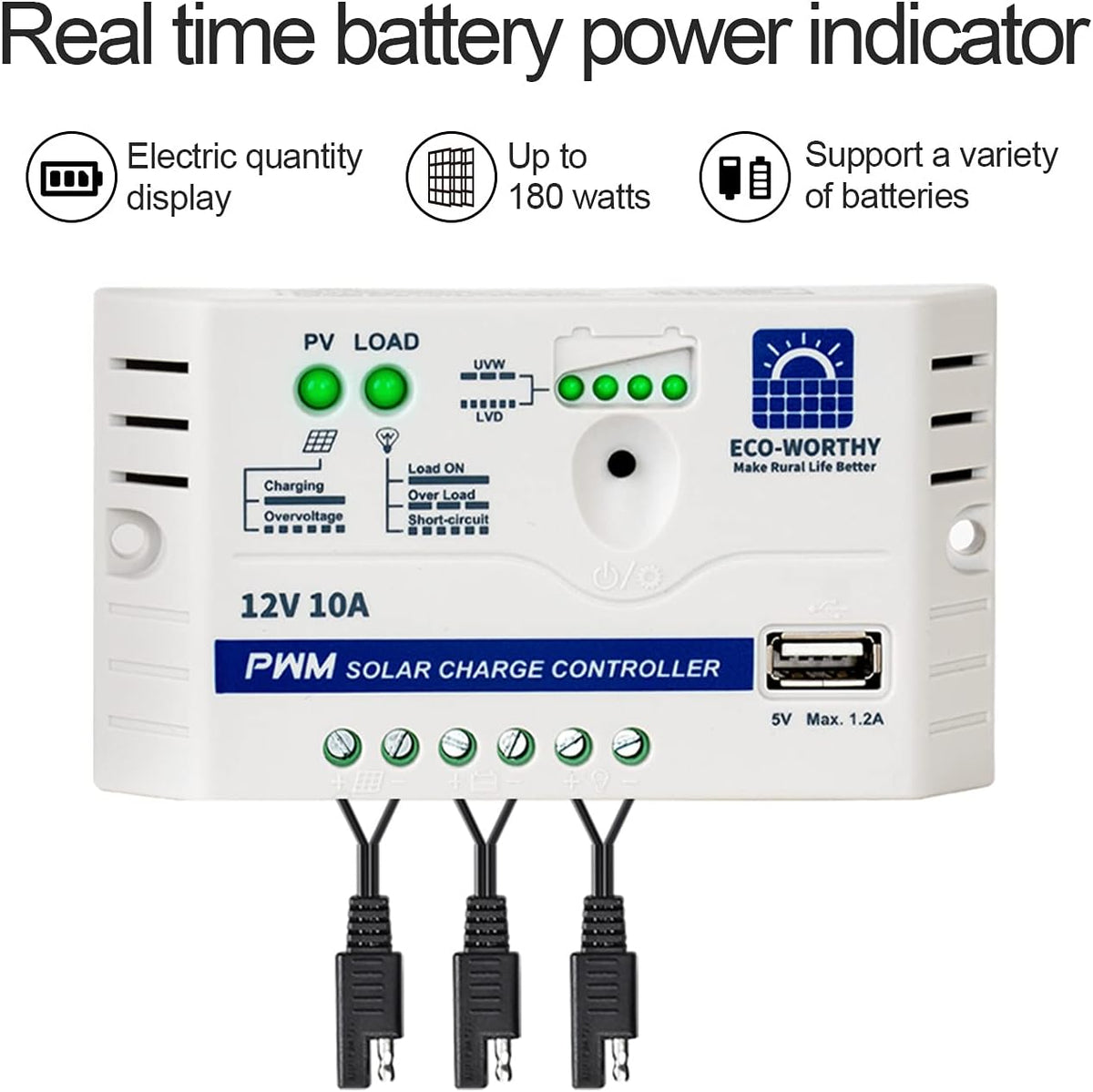 25 Watts 12V Waterproof 25W Solar Panel SAE Connection Cable 10A Charge Controller Pack of 2 G6499