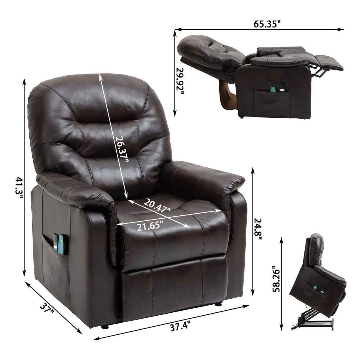 Blue Faux Leather Power Lift Recliner Chair M8303