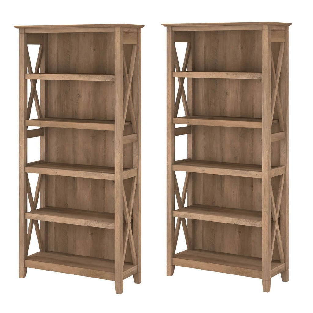 5 Shelf Bookcase Set in Pure White Oak I295325
