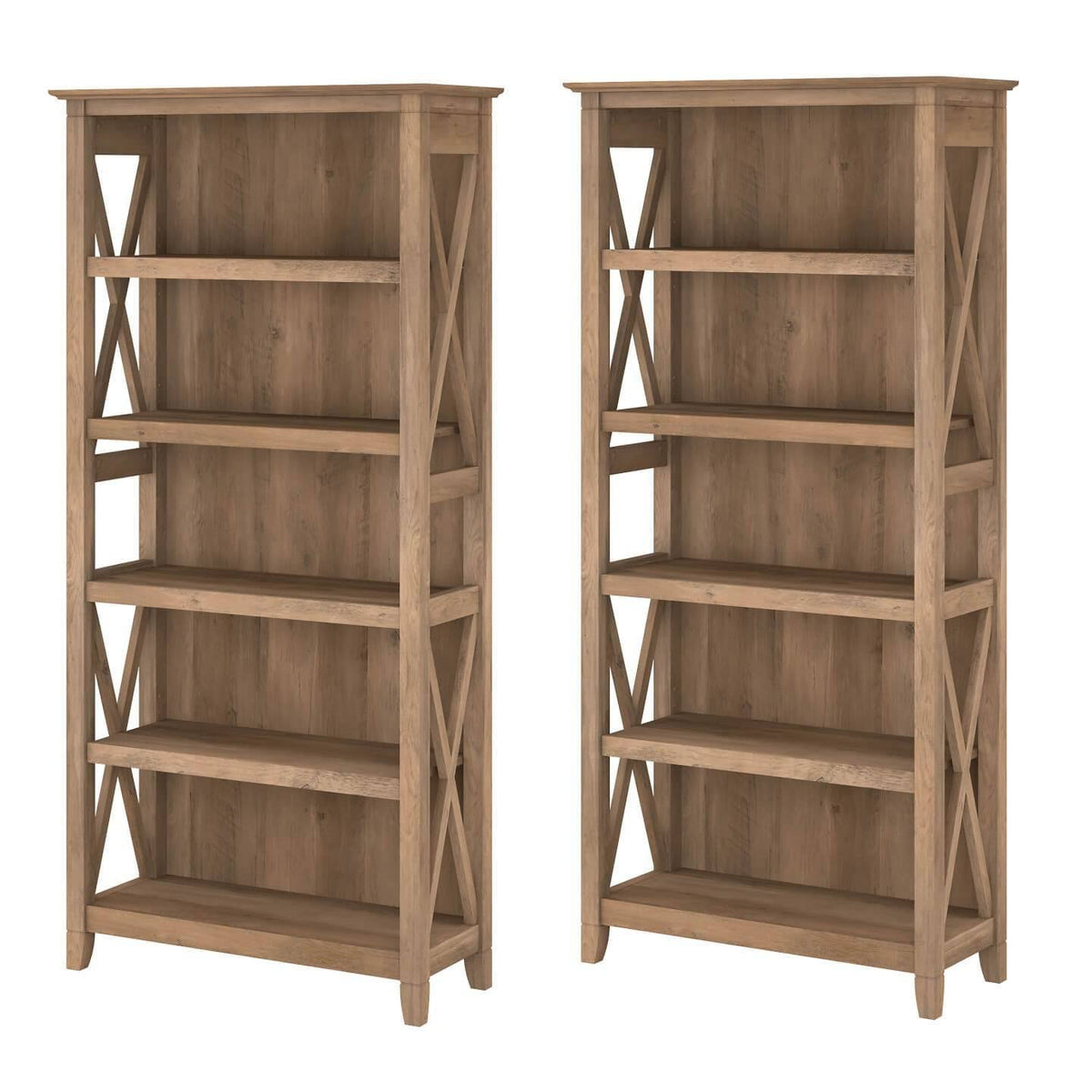 5 Shelf Bookcase Set in Pure White Oak I295325