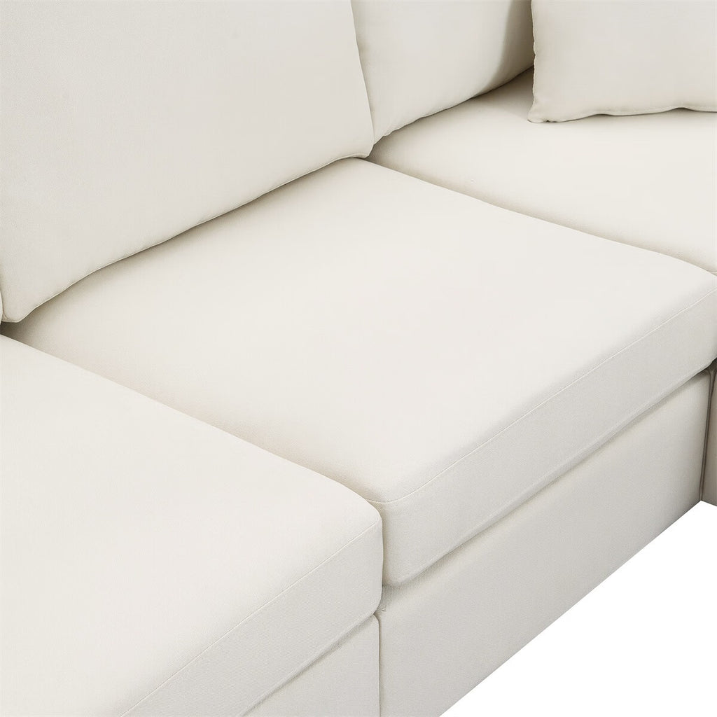 Modular Linen Fabric Sectional Sofa with Ottoman and 2 Pillows U508567