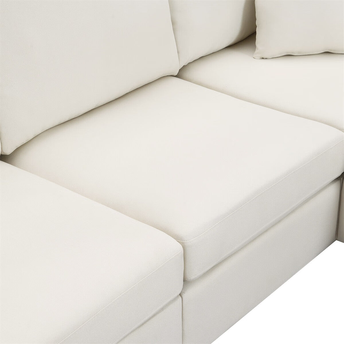 Modular Linen Fabric Sectional Sofa with Ottoman and 2 Pillows U508567