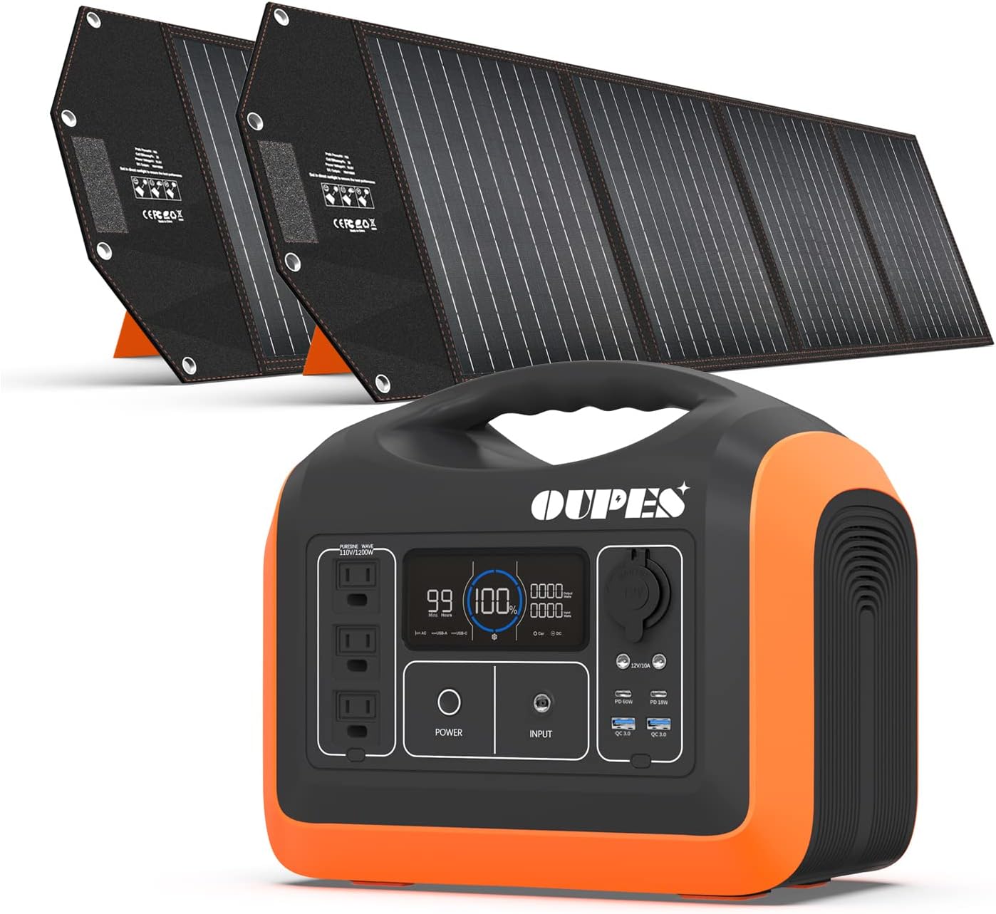 1800W Portable Power Station 1488Wh with 400W Panels, LiFePO4 Battery Backup A3172