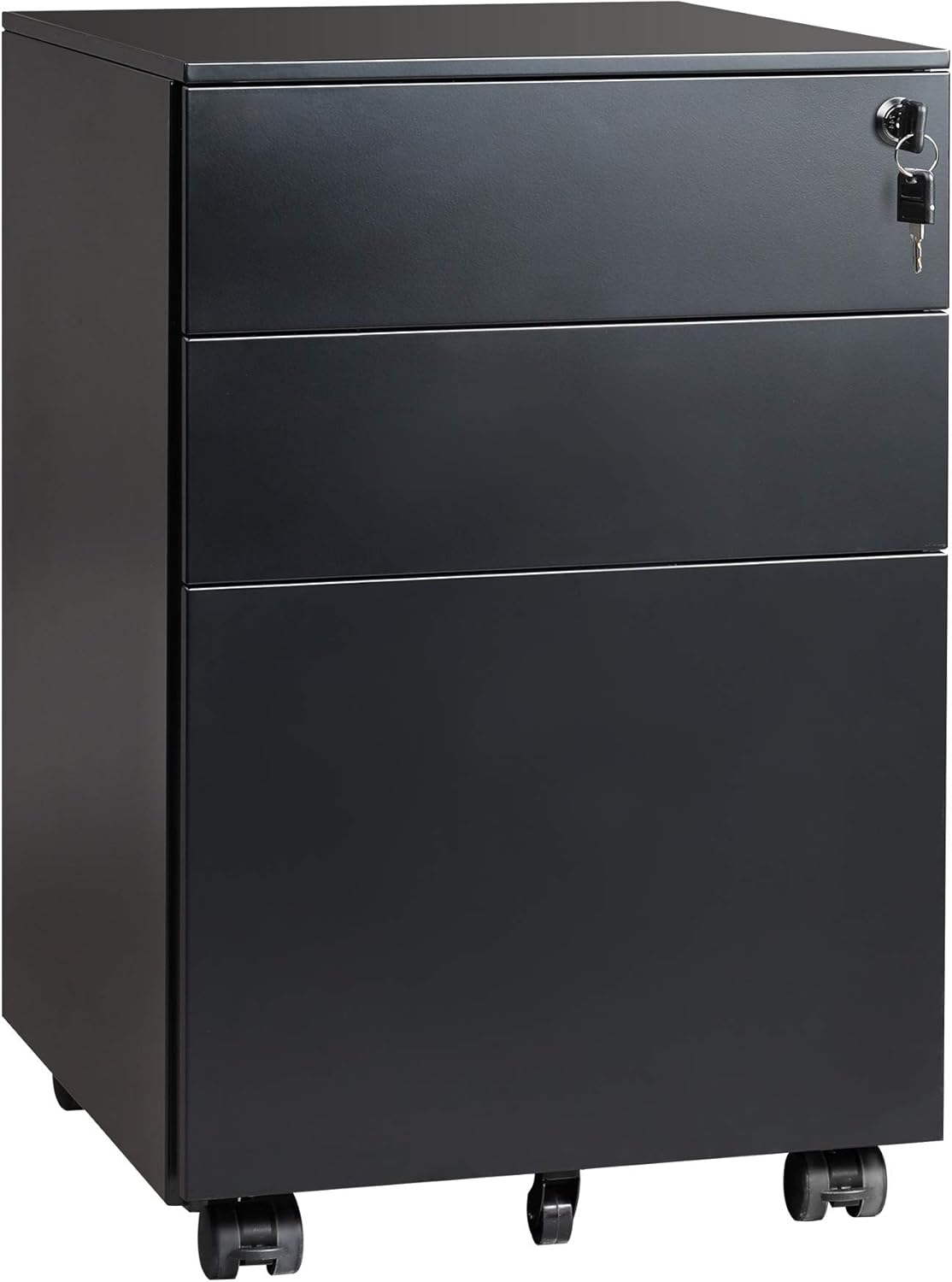 Black 3 Drawer Locking Metal File Cabinet T15478