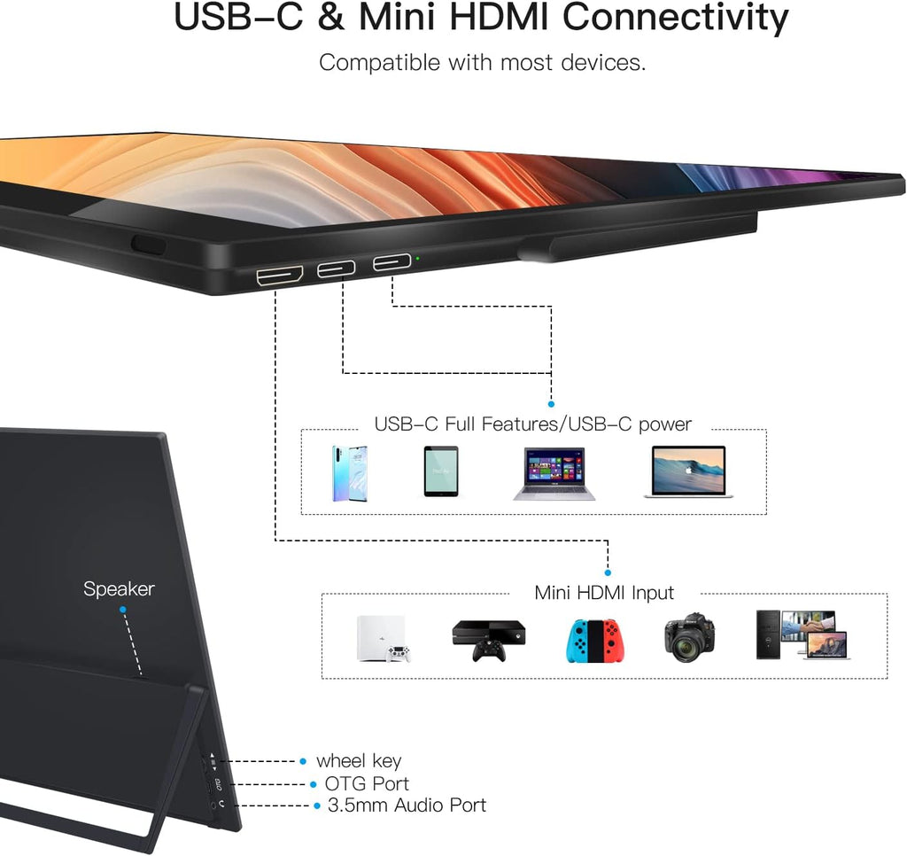 15.6" 1080P Touchscreen Portable Monitor with Kickstand O649992
