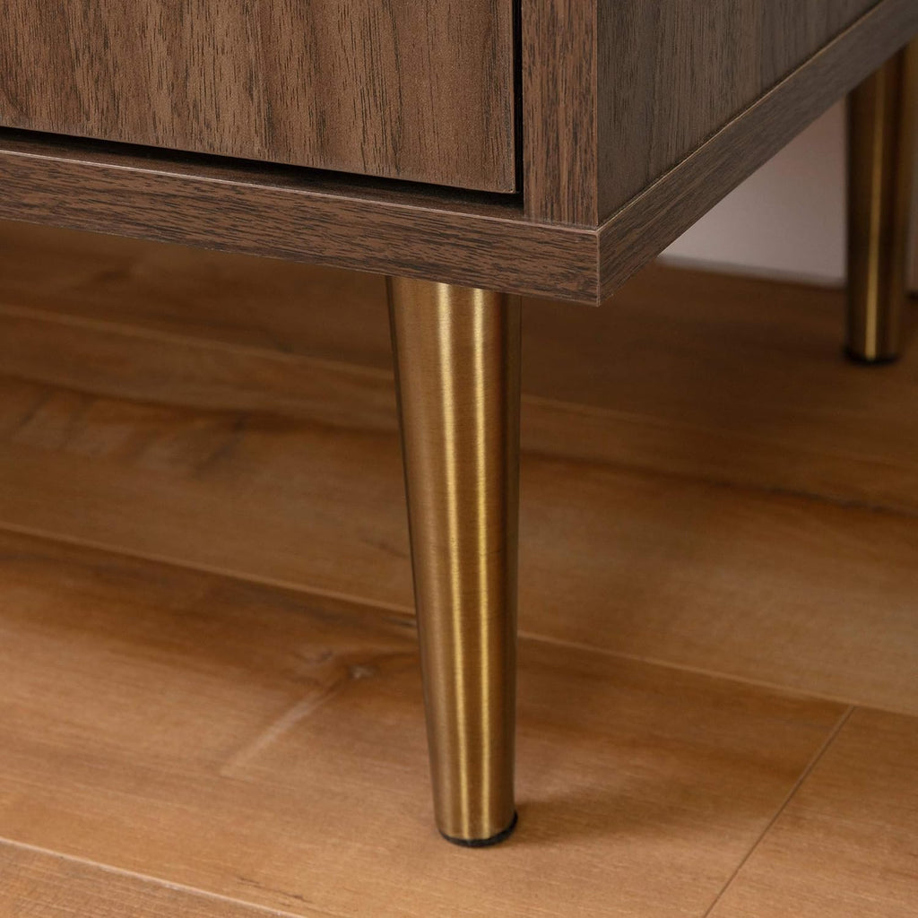Natural Walnut and Faux Carrara Marble Buffet H541