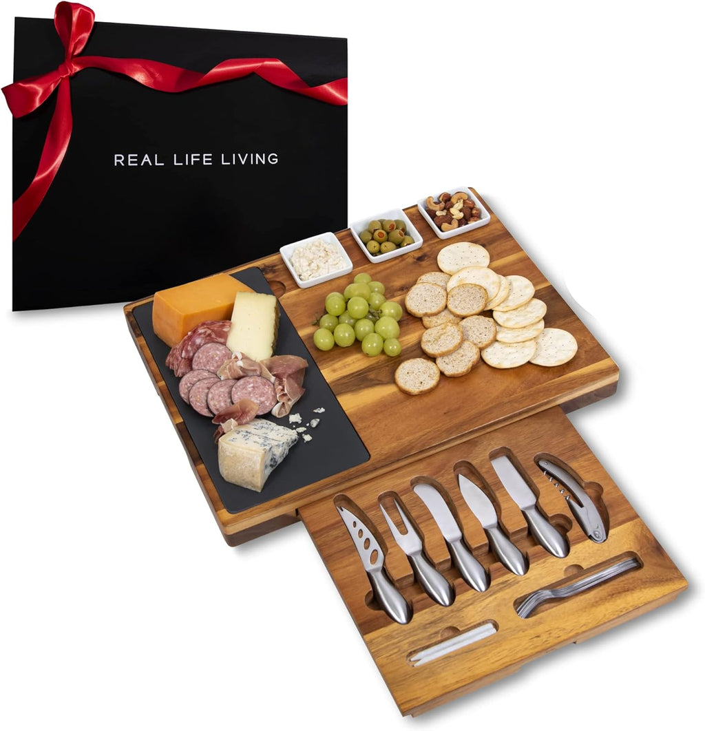 Acacia Wood Charcuterie Board with Serving Tray, Oval, Pack of 2 L33070