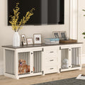 White Wooden Double Dog Kennel with 3 Drawers H60639