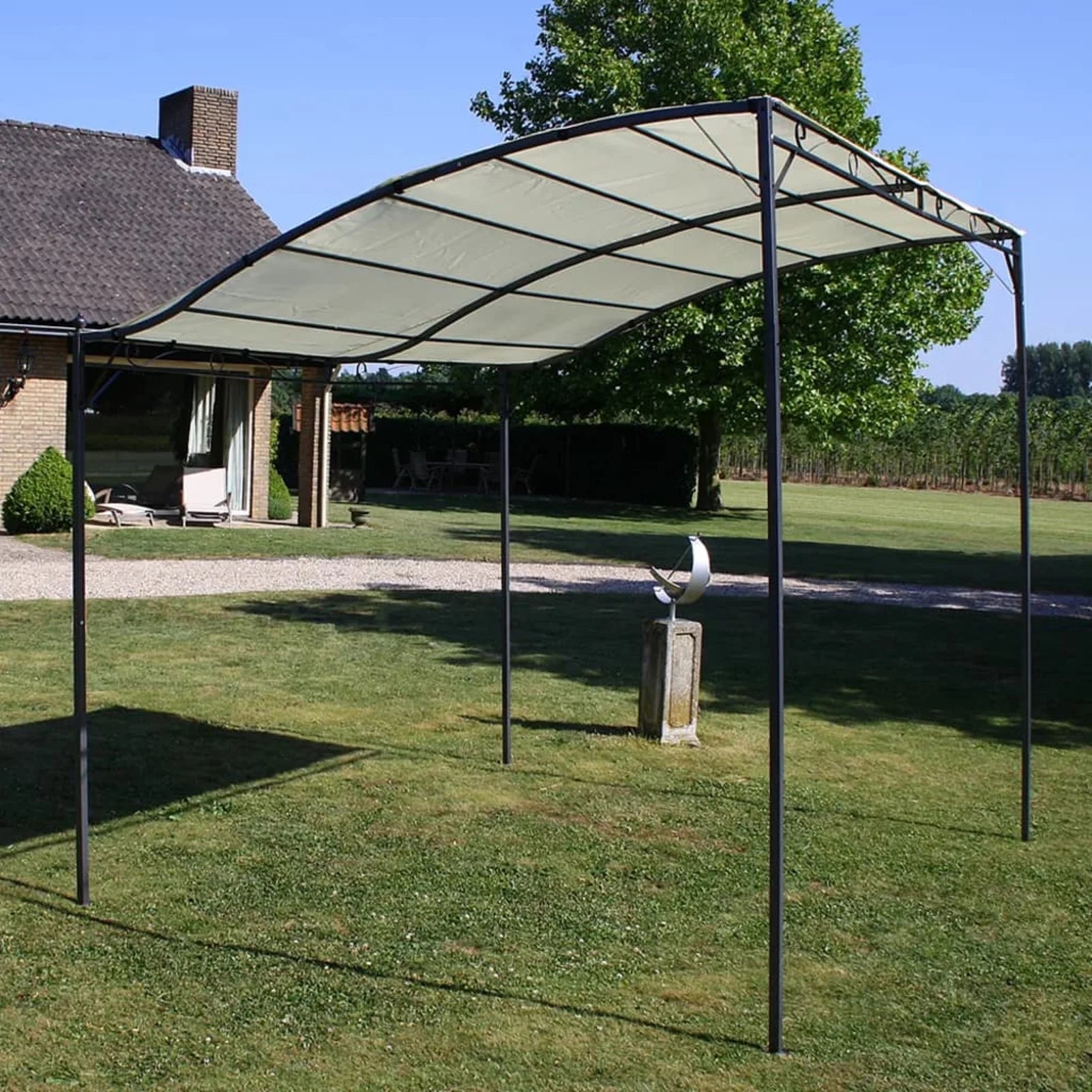 Cream White Steel Frame Garden Canopy Tent Sun Shelter 9.8ft x 8.2ft F692842