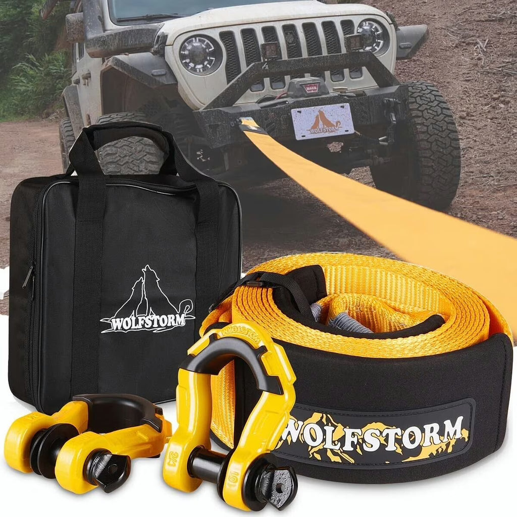 4"x 30FT Tow Strap Recovery Kit with 3/4" D-Ring Shackles and Bag G425