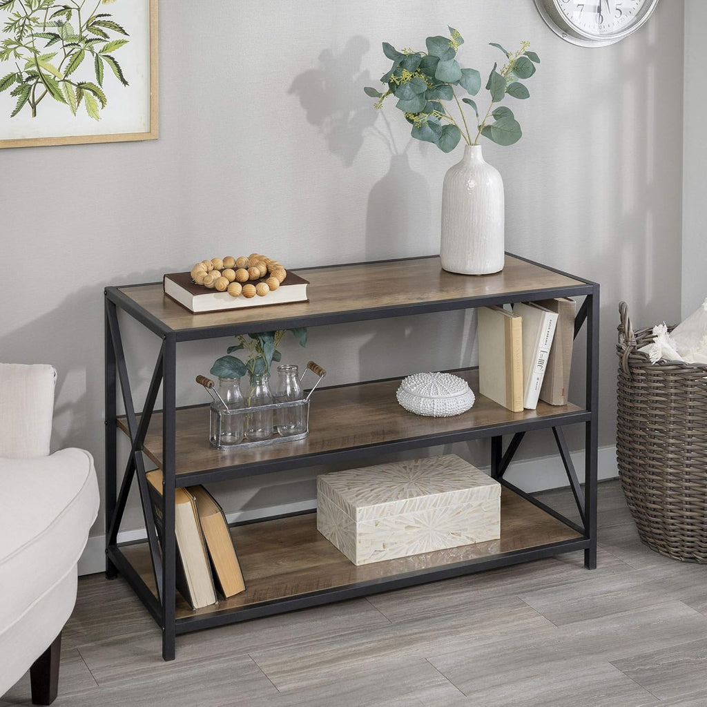 60 Inch Industrial Wood Metal Bookcase R582