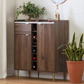 Natural Walnut and Faux Carrara Marble Buffet H541