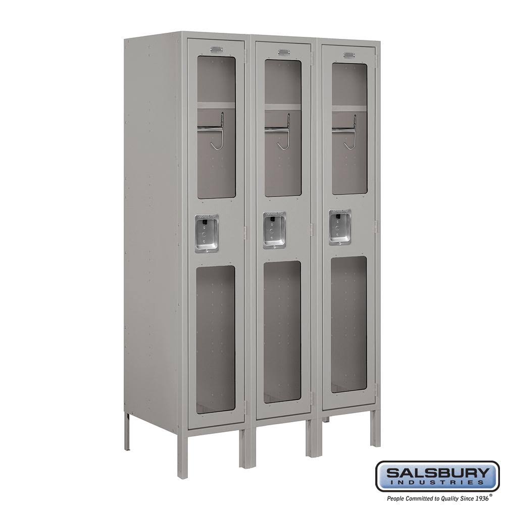 See-Through Metal Locker, Single Tier, 3 Wide, 6 Feet High, 18 Inches Deep, Tan M242