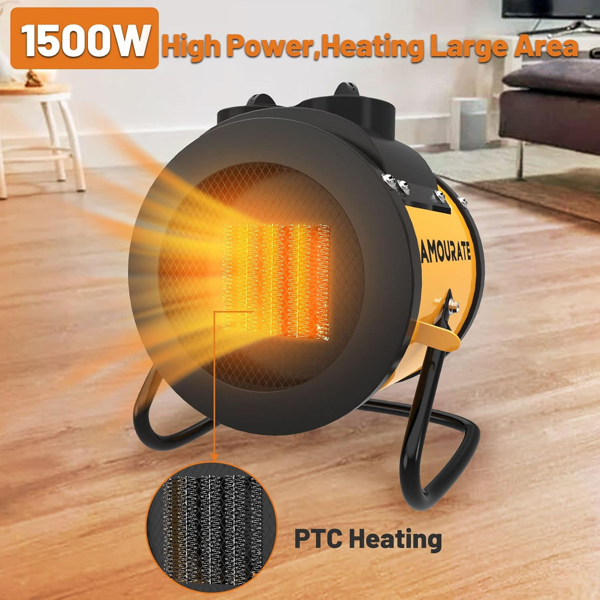1500W Portable Electric Space Heater with Thermostat, Pack of 2 O21944