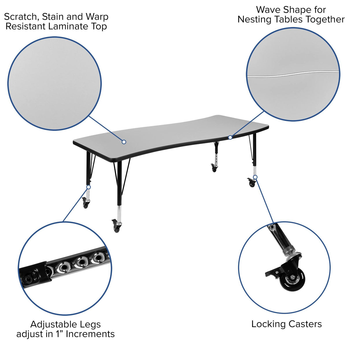 Mobile Rectangular Collaborative Activity Table F505