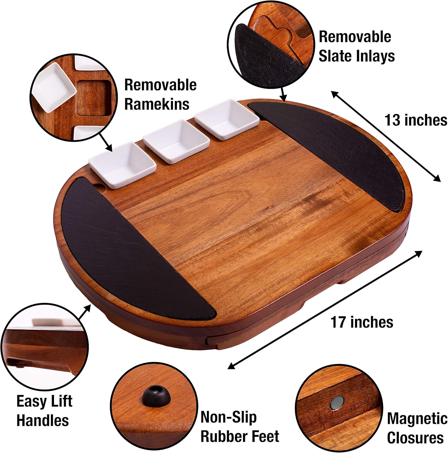 Acacia Wood Charcuterie Board with Serving Tray, Oval, Pack of 2 L33070