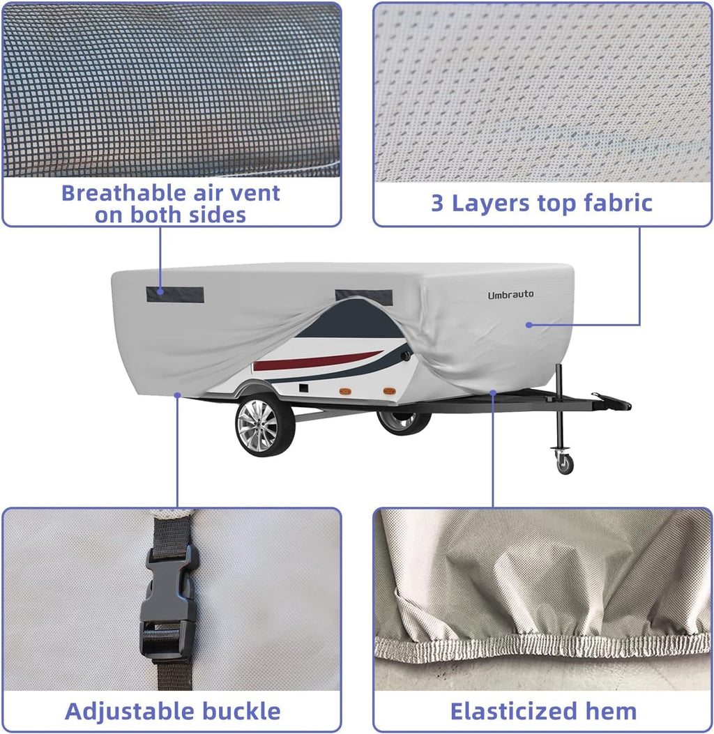 Gray Waterproof Pop Up Camper Cover for 10' - 12' Trailers K6023
