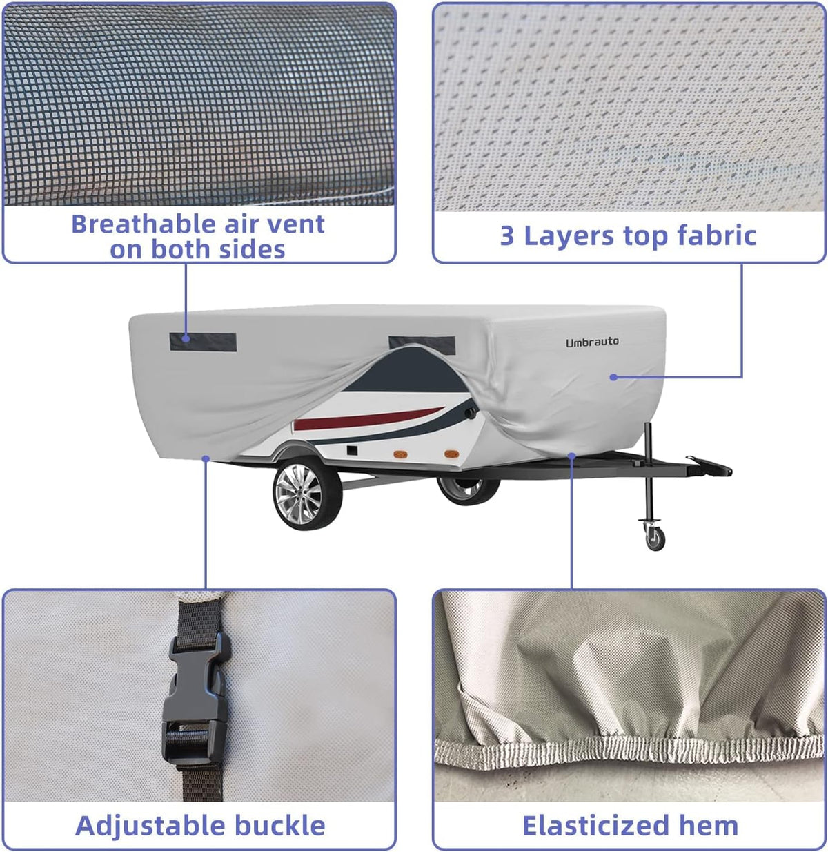 Gray Waterproof Pop Up Camper Cover for 10' - 12' Trailers K6023