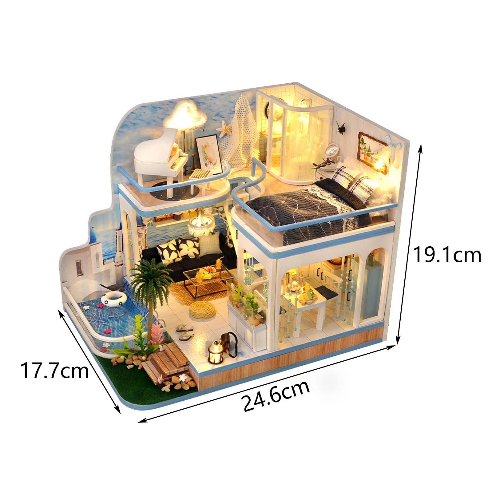 Mini Dollhouse Wooden Self Assembled Puzzle with Dust Cover P629