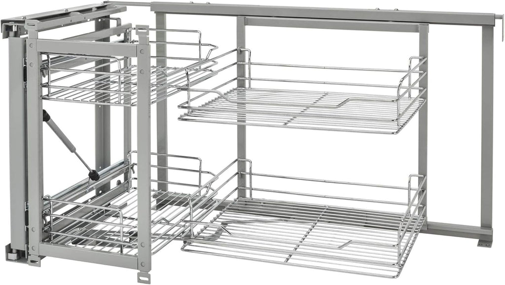 Chrome Sliding 4-Shelf Blind Corner Cabinet Organizer F28195